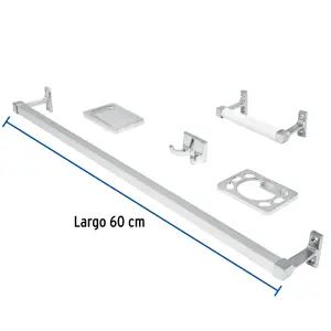 Foset Juego de 5 accesorios para baño, metálicos, cromo, BASIC
