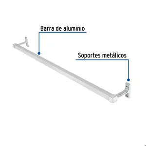 Foset Toallero de barra largo, metálico, cromo, BASIC