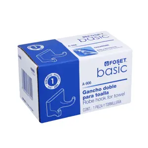 49609 / A-906 Gancho doble metálico para toallas, Foset Basic