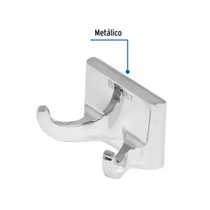 Foset Gancho doble para toallas, metálico, cromo, BASIC