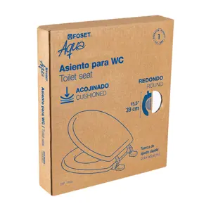 Asiento redondo acojinado para WC, cerrado, blanco, FOSET