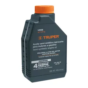 Aceite semi-sintético, 4 tiempos, 400 ml (14 oz), Truper