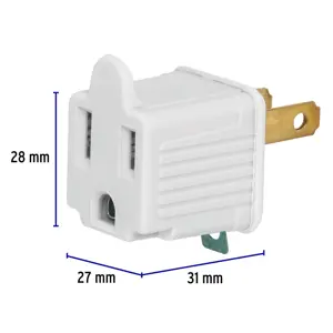 Adaptador 3 a 2, blanco, a granel, Volteck