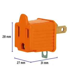 Adaptador 3 a 2, naranja, a granel, Volteck
