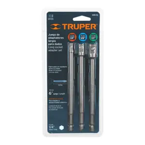 19599 / ADA-3L Truper Juego de 3 adaptadores largos para dados de 1/4, 3/8 y 1/2