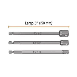 Truper Juego de 3 adaptadores largos para dados de 1/4, 3/8 y 1/2