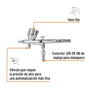 Pistola aerográfica de gravedad con vaso fijo, Truper