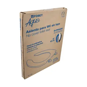 Asiento alargado sin tapa para taza fluxómetro, blanco,FOSET