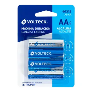 Blíster con 4 pilas alcalinas tamaño AA, Volteck