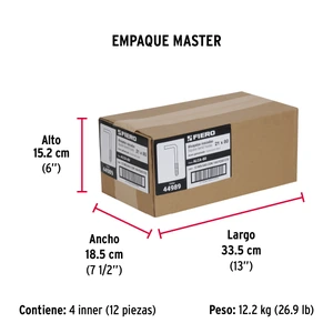 Bolsa con 144 alcayatas roscadas de 21 X 80, Fiero