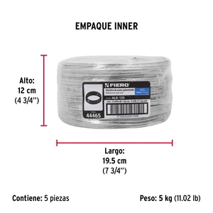 Kilo de alambre galvanizado, calibre 12.5, FIERO