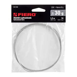 Fiero Rollo de 30 g de alambre galvanizado calibre 14.5, en bolsa