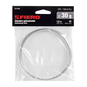 Fiero Rollo de 30 g de alambre galvanizado calibre 16, en bolsa