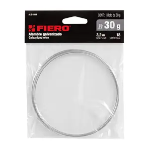 Fiero Rollo de 30 g de alambre galvanizado calibre 18, en bolsa