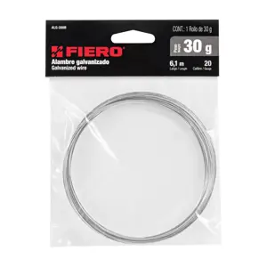 Fiero Rollo de 30 g de alambre galvanizado calibre 20, en bolsa