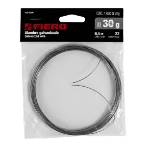 Fiero Rollo de 30 g de alambre galvanizado calibre 22, en bolsa