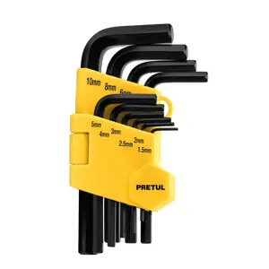 21855 / ALL-10M-P Juego 10 llaves allen mm punta hex con organizador, PRETUL