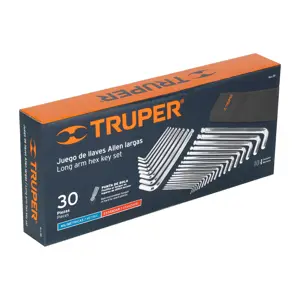 Truper Juego 30 llaves allen largas mixtas punta bola, estuche