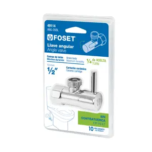 Foset Llave angular, 1/4 vuelta, sin contratuerca, maneral palanca