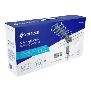 Volteck Antena aérea para TV HD, giratoria 360° con control y cable