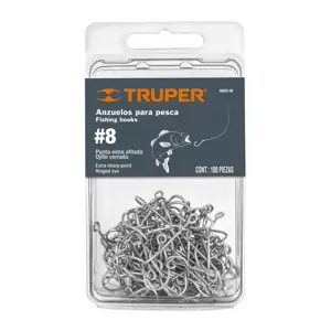15455 / ANZU-08 Blíster con 100 anzuelos para pesca # 8, Truper