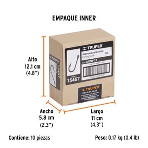 Blíster con 100 anzuelos para pesca # 18, Truper