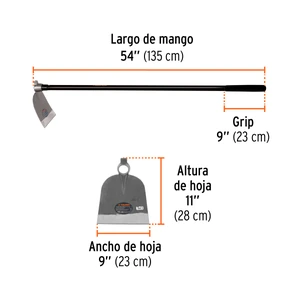 Truper Azadón oreja y martillo No. 2 de 2.8 lb, con mango de 54