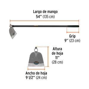 Truper Azadón oreja y martillo No. 3 de 3.3 lb, con mango de 54