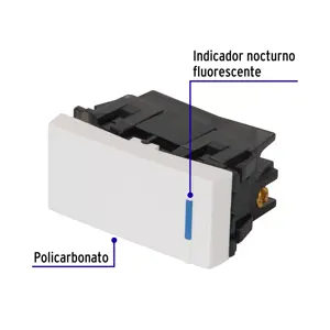 Volteck Interruptor sencillo 1 módulo, línea Española, color blanco