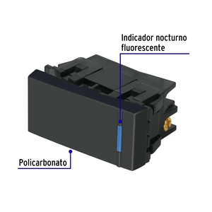 Volteck Interruptor sencillo 1 módulo, línea Española, color negro