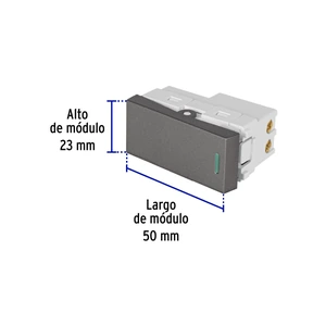Volteck Interruptor sencillo acero inox de 1 módulo, línea Lisboa