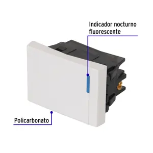 Volteck Interruptor sencillo 1.5 módulos,línea Española,color blanco