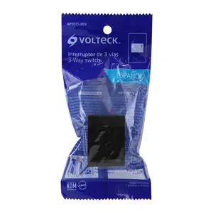 Volteck Interruptor de 3 vías, 1.5 módulos, línea Española, negro