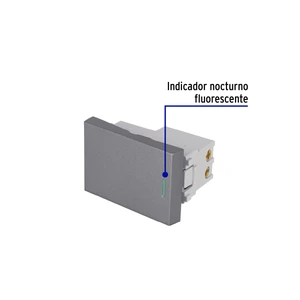 Volteck Interruptor 3 vías acero inox de 1.5 módulos, línea Lisboa