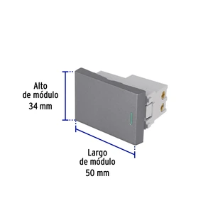 Volteck Interruptor 3 vías acero inox de 1.5 módulos, línea Lisboa