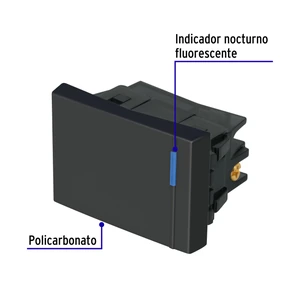 Volteck Interruptor sencillo 1.5 módulos, línea Española,color negro
