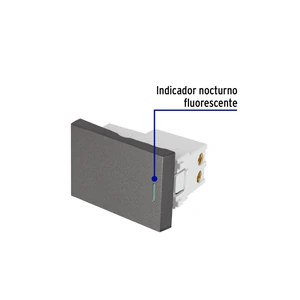 Volteck Interruptor sencillo acero inox de 1.5 módulos, línea Lisboa
