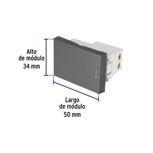 Volteck Interruptor sencillo acero inox de 1.5 módulos, línea Lisboa