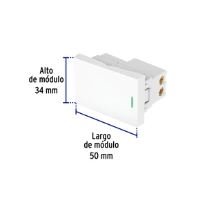 Volteck Interruptor sencillo blanco de 1.5 módulos, línea Lisboa