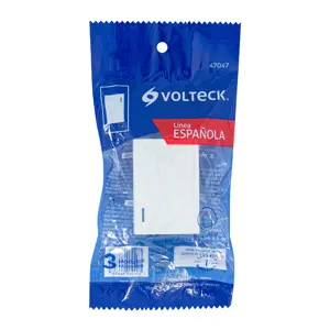 Volteck Interruptor sencillo 3 módulos, línea Española, color blanco