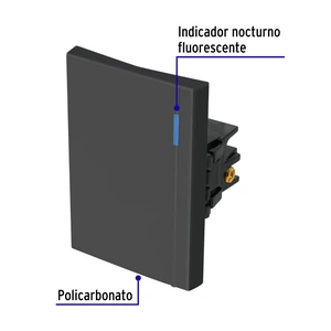 Volteck Interruptor sencillo 3 módulos, línea Española, color negro