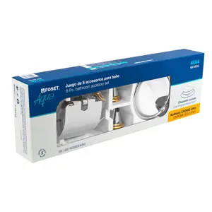 Foset Juego de 6 acc. p/baño cromo-oro chapetón ovalado, Aqua