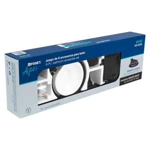 Foset Juego de 6 acc. p/baño negro mate chapetón ovalado, Aqua