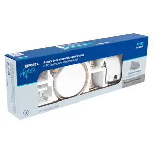 Foset Juego de 6 accesorios p/baño satín chapetón ovalado, Aqua