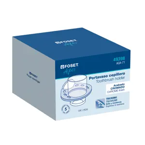 49398 / AQA-71 Portavaso cepillero metálico con vaso de vidrio, Foset Aqua
