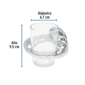 Portavaso cepillero metálico con vaso de vidrio, Foset Aqua