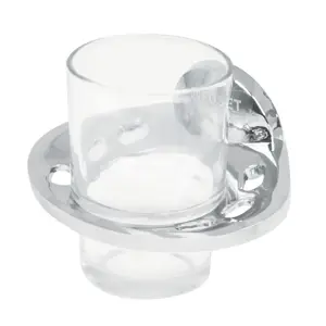 49398 / AQA-71 Portavaso cepillero metálico con vaso de vidrio, Foset Aqua