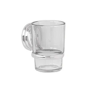 45976 / AQA-81 Portavaso cepillero cromo con vaso de vidrio, Foset Aqua