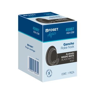 Gancho sencillo metálico acabado negro, Foset Aqua