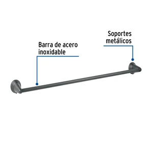 Toallero de barra metálico acabado negro, Foset Aqua